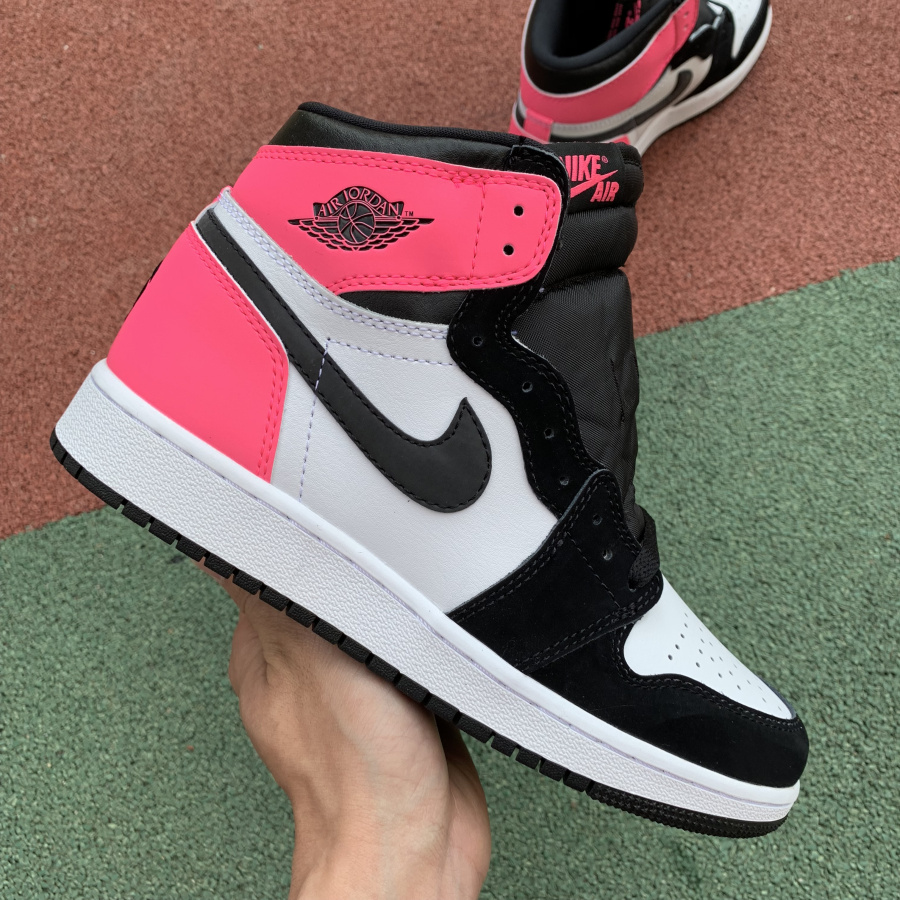 black white and pink jordan 1s