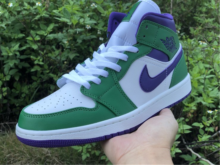 green purple and white jordan 1