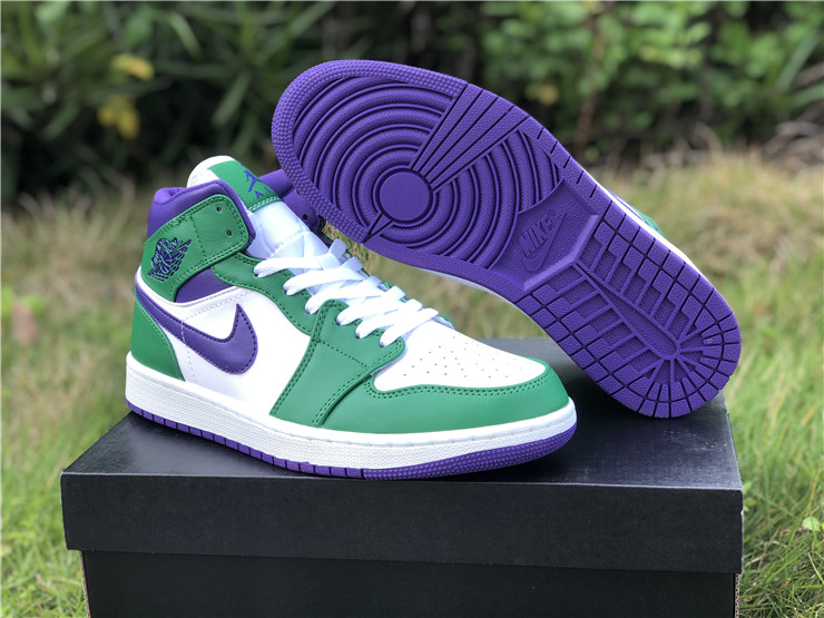 green and purple ones jordans