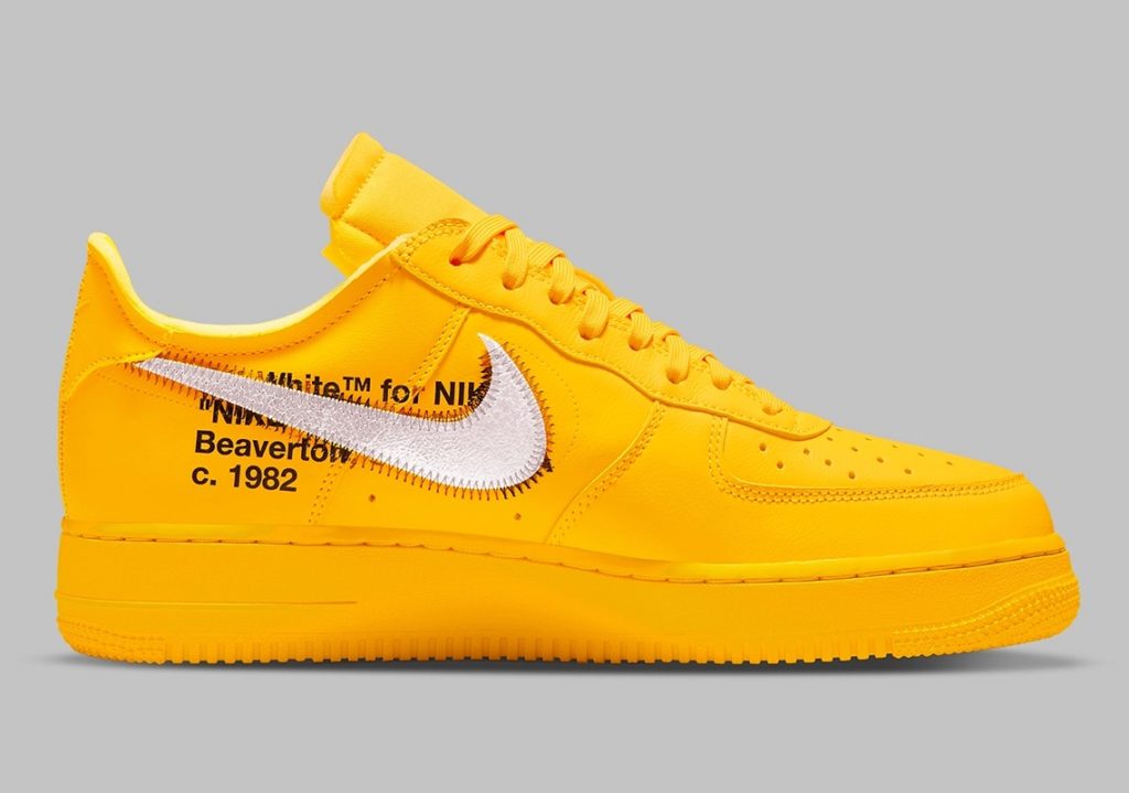 OFFWHITE Nike Air Force 1 University Gold Release Dates