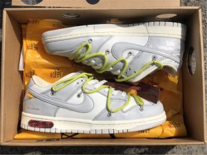 OFF-WHITE x Futura x Nike Dunk Low Grey White Yellow Shoes DM1602-106